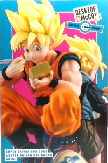 Desktop Real McCoy EX Dragon Ball Z Super Saiyan Son Goku & Super Saiyan Son Gohan & Motorcycle